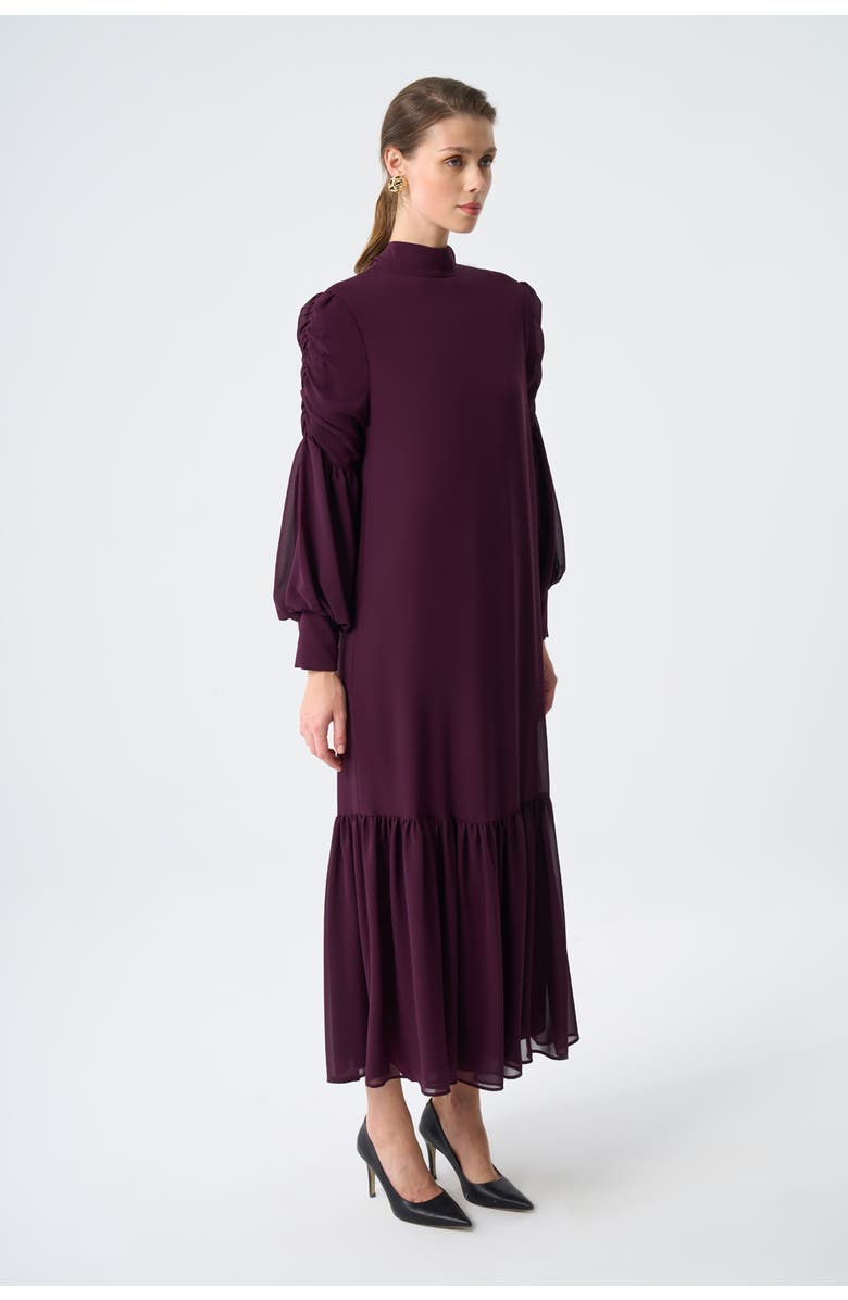 Mizalle Draped Chiffon Dress, Alternate, color, Plum