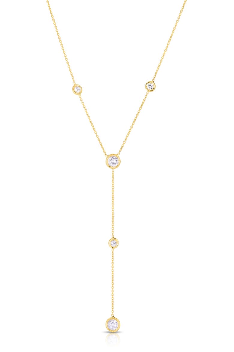 Diamond Station Y-Necklace, Main, color, YELLOW GOLD