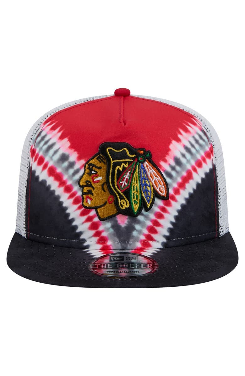 New Era Men's New Era  Black/Red Chicago Blackhawks Throwback V-Dye Adjustable Golfer Hat, Alternate, color, 