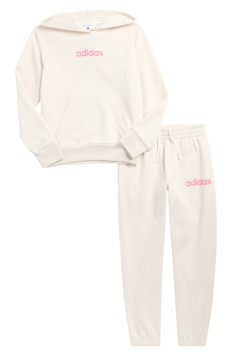 adidas Kids' Cotton Blend Fleece Hoodie & Joggers Set, Main, color, Oatmeal