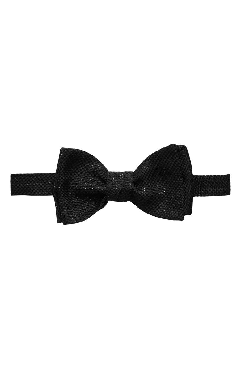 Eton Metallic Silk Blend Bow Tie, Main, color, Black