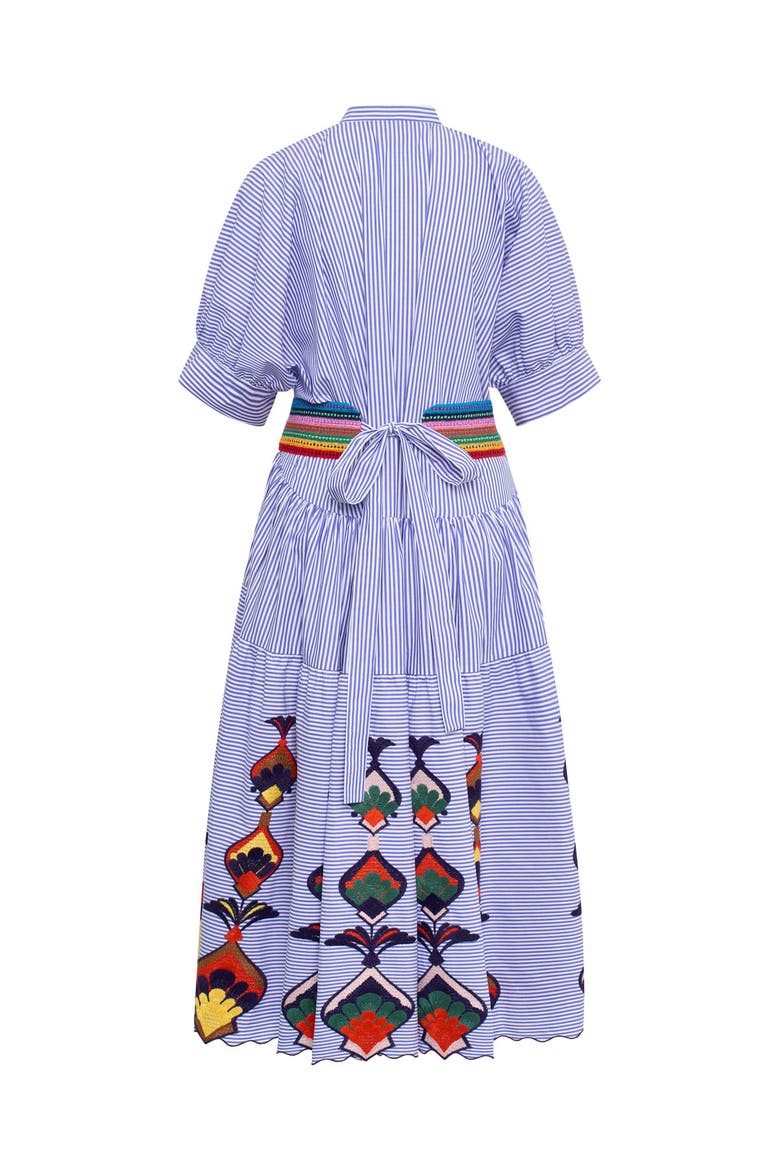 Embroidered Striped Cotton Dress, Alternate, color, White / Blue Multicolo