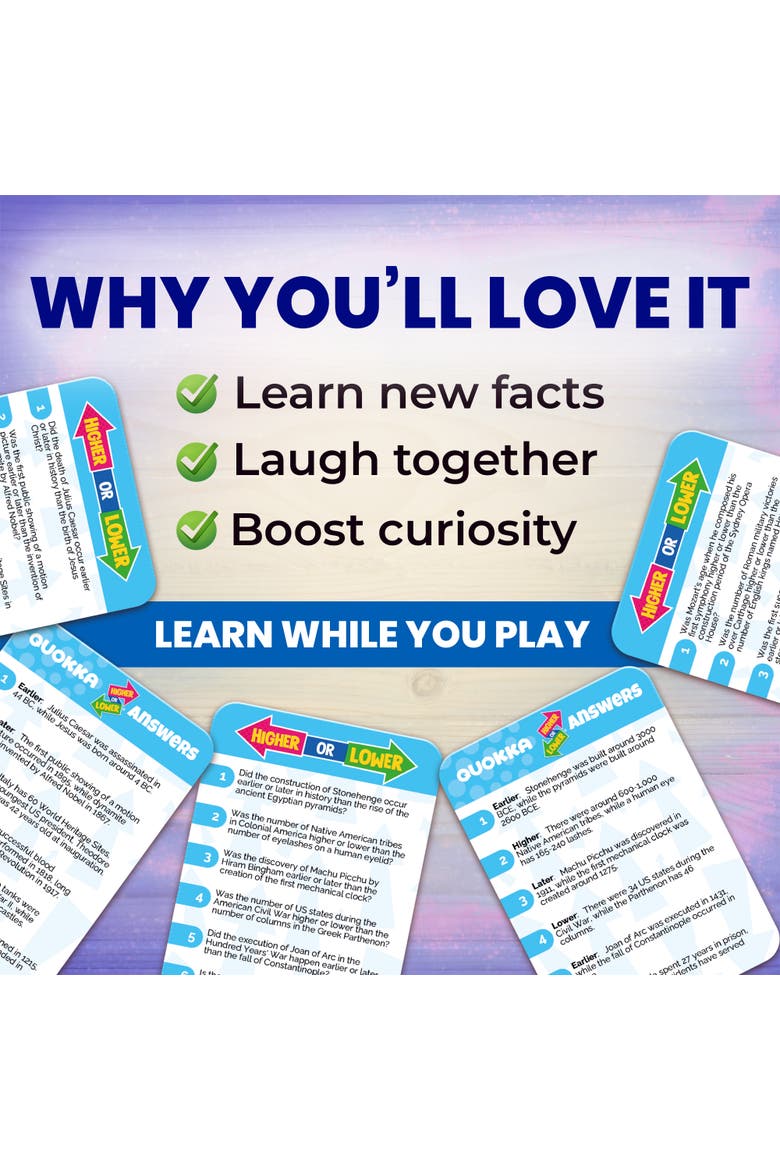 Higher or Lower Card Game for Kids and Families, Alternate, color, History