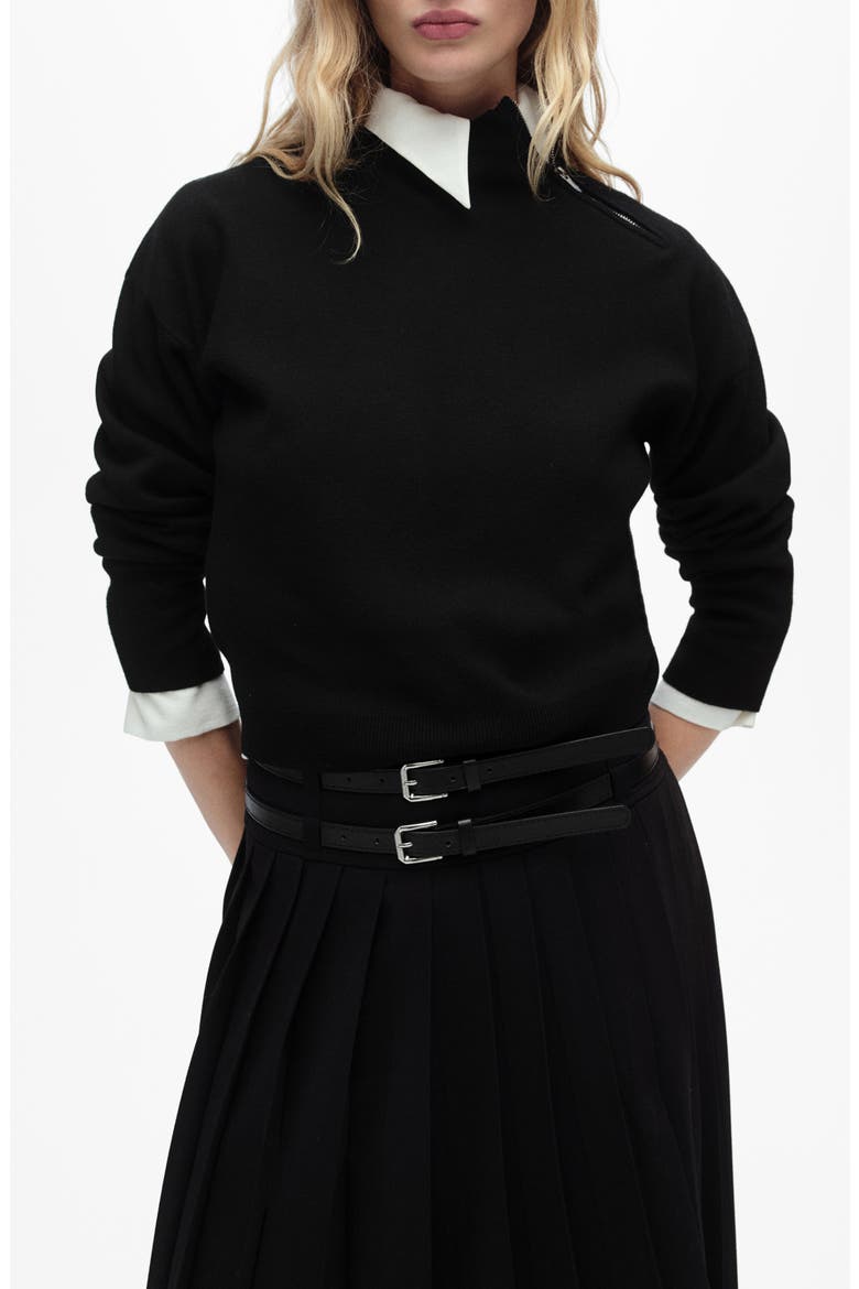 Konpaktu Asymmetric Half Zip Sweater, Main, color, BLACK