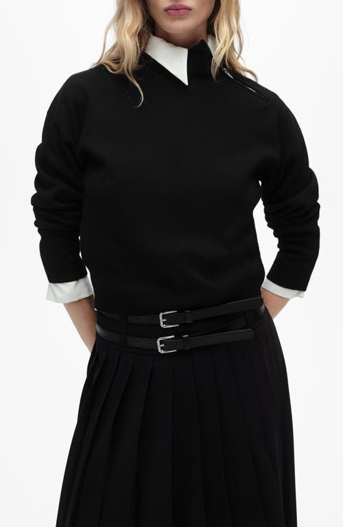 Mango Konpaktu Asymmetric Half Zip Sweater In Black