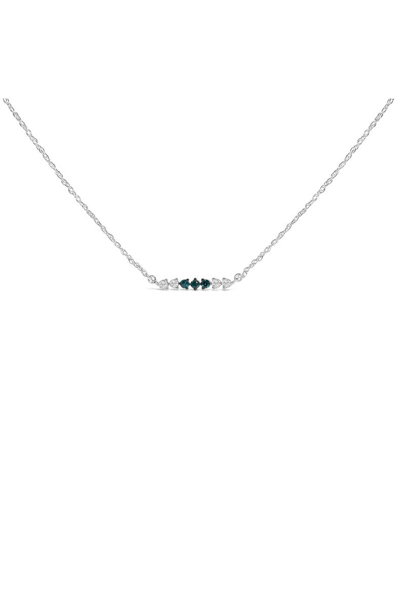 Sterling Silver 1/5 Cttw White and Blue Diamond 6 Stone Bar Necklace, Main, color, Silver