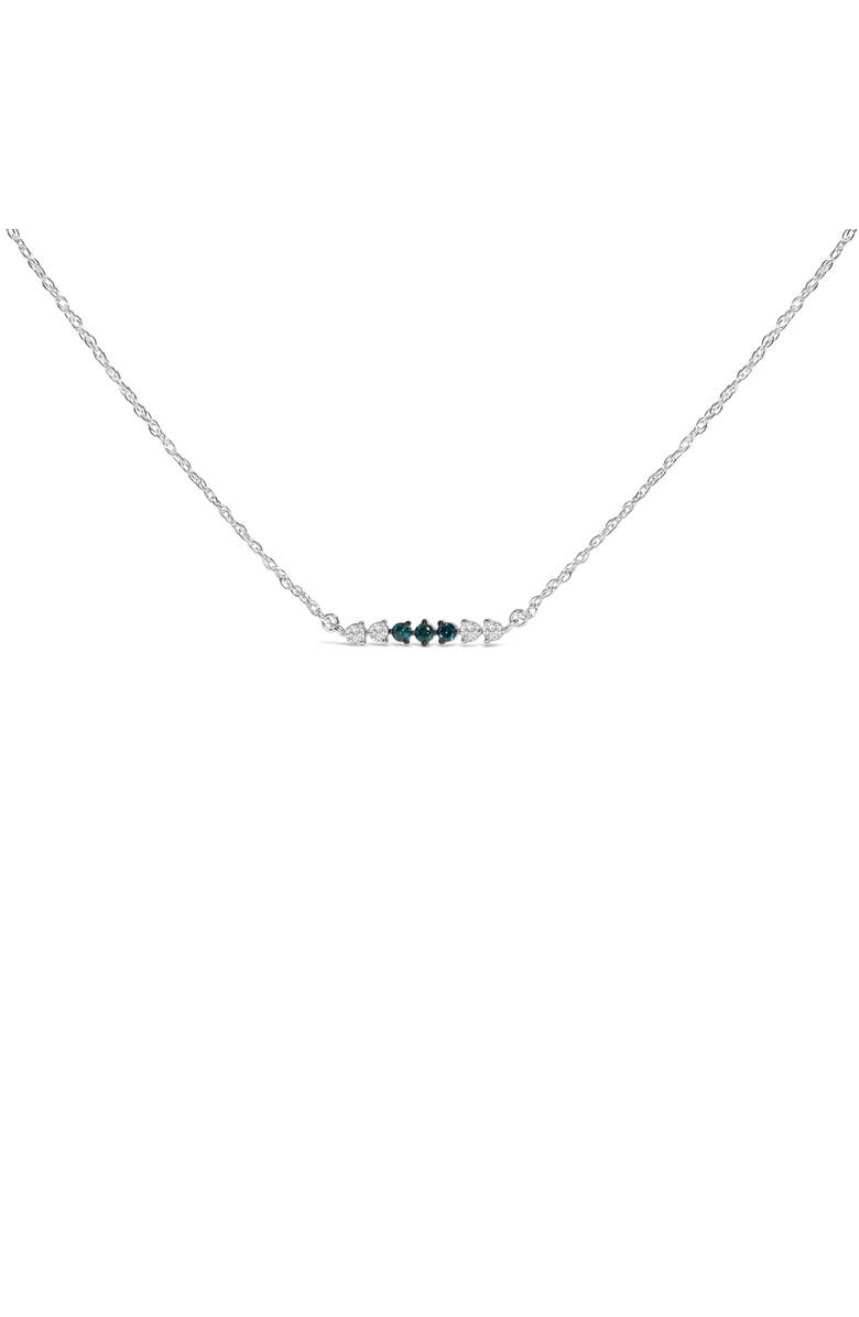 Haus of Brilliance Sterling Silver 1/5 Cttw White and Blue Diamond 6 Stone Bar Necklace, Main, color, Silver