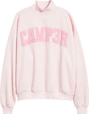 HAPPY CAMP3R Ditsy Daisy Logo Appliqué Mock Neck Graphic Sweatshirt