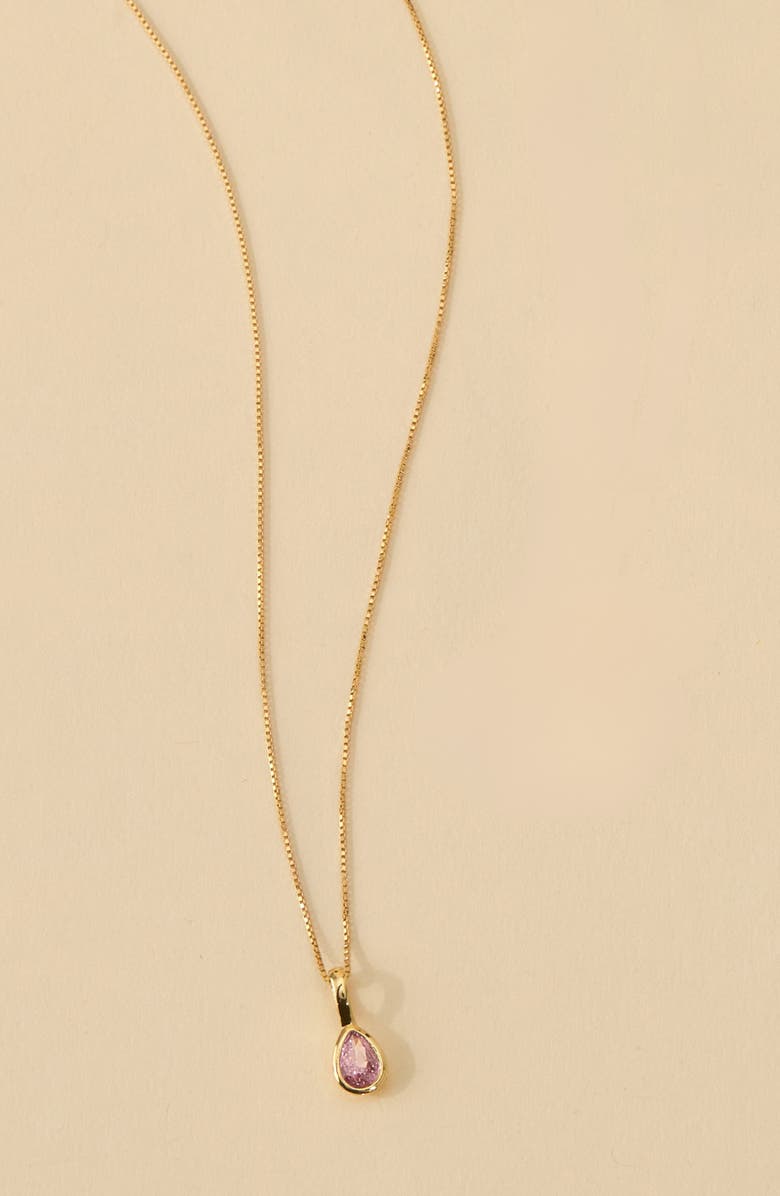 Set & Stones Teardrop Birthstone Pendant Necklace, Alternate, color, Gold / April