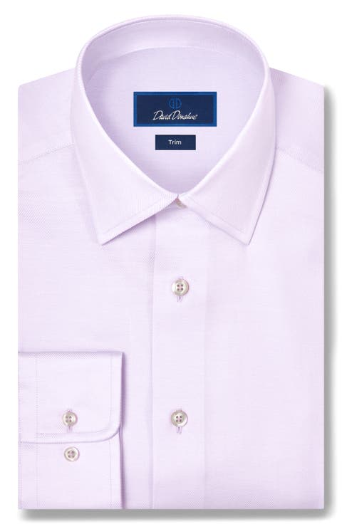 Trim Fit Solid Stretch Cotton Twill Dress Shirt