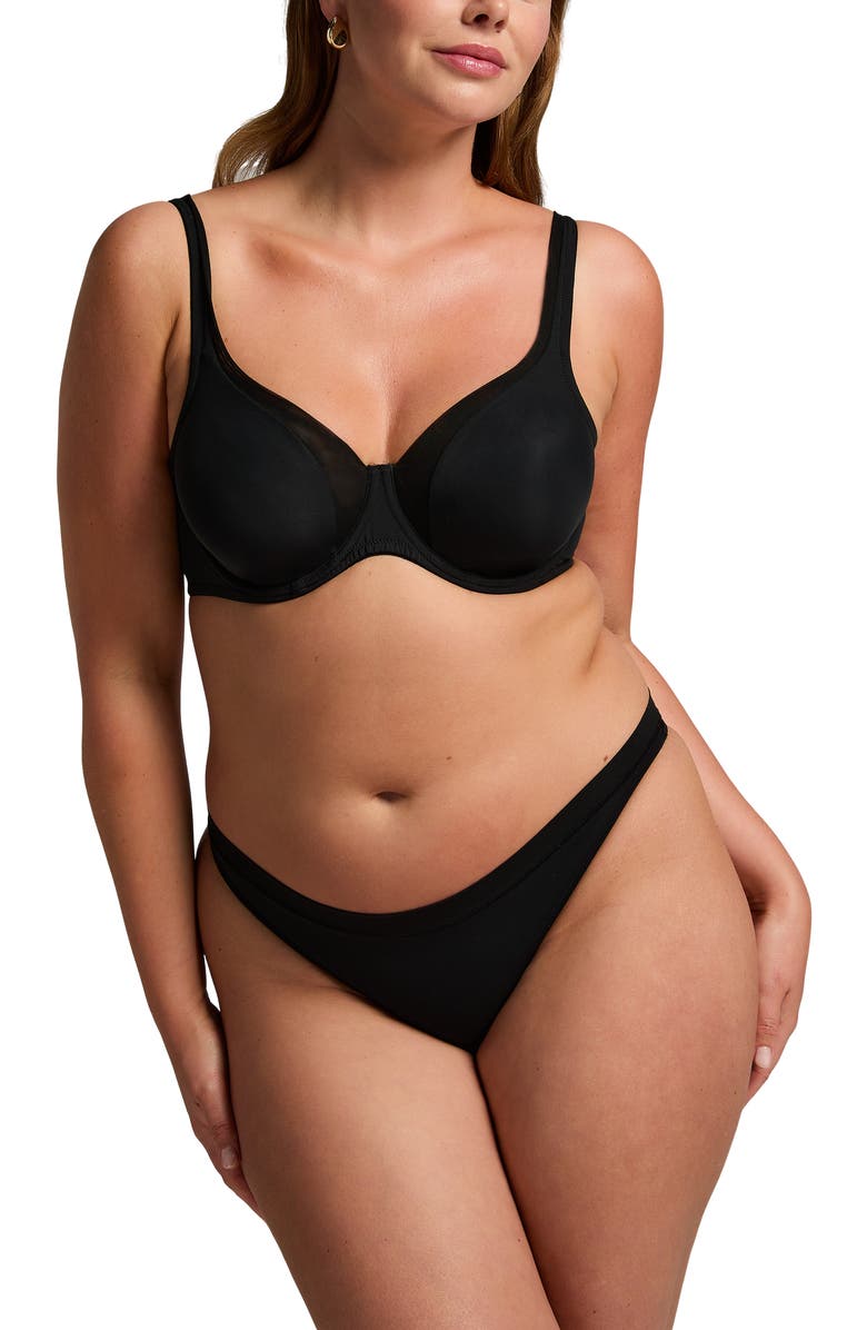 Hunkemöller Mesh Non-padded Underwired Bra, Alternate, color, Caviar