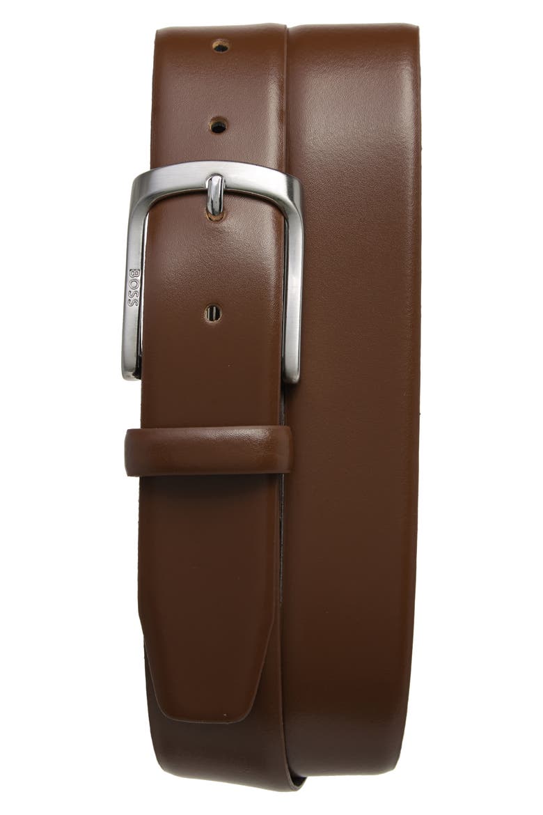 Udo Leather Belt, Main, color, MEDIUM BROWN