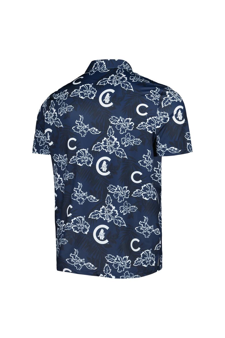 Men's Reyn Spooner Navy Chicago Cubs Cooperstown Collection Puamana Print Polo, Alternate, color, Navy