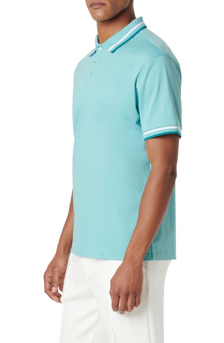 Bugatchi Tipped Short Sleeve Cotton Polo, Alternate, color, Jade