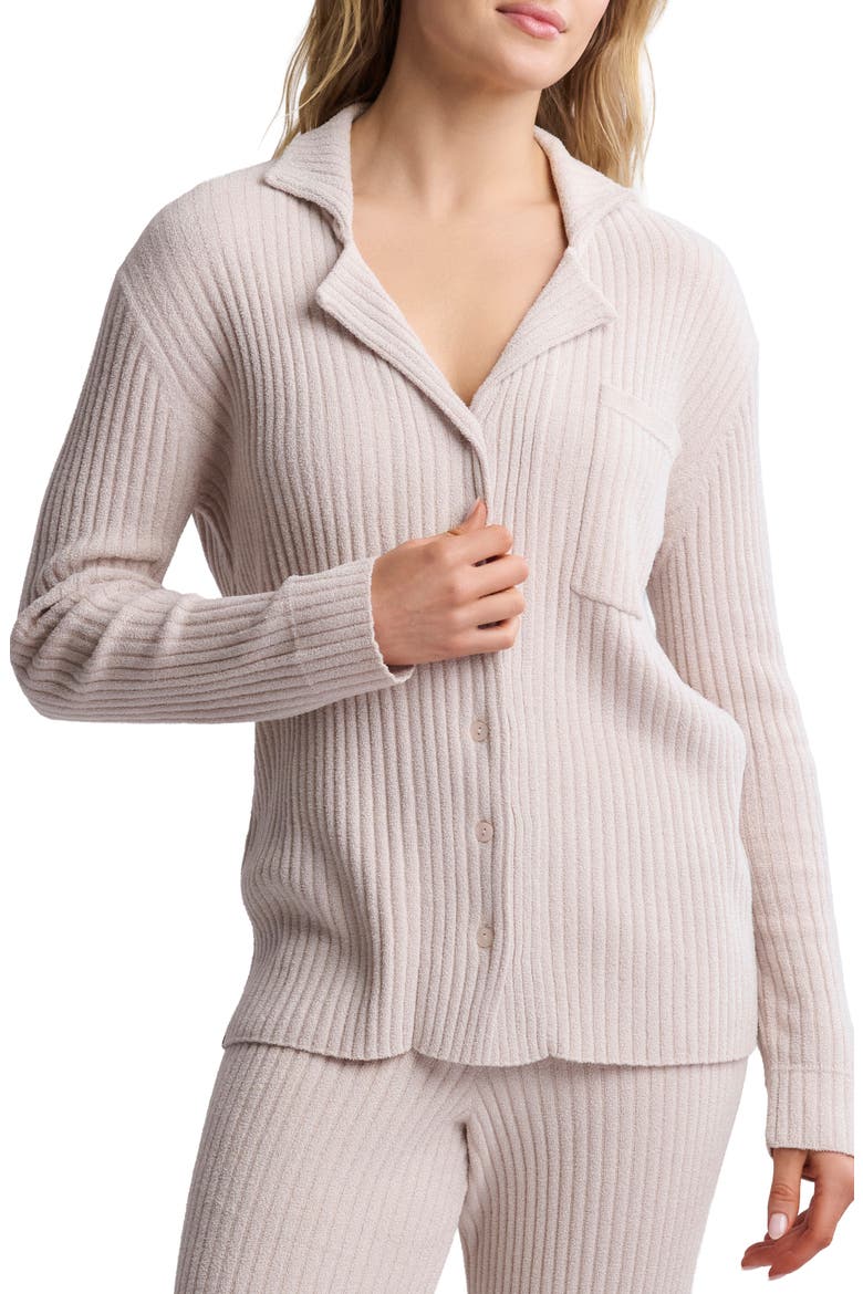 CozyChic® Ultra Lite® Rib Button-Up Shirt, Main, color, CHAI