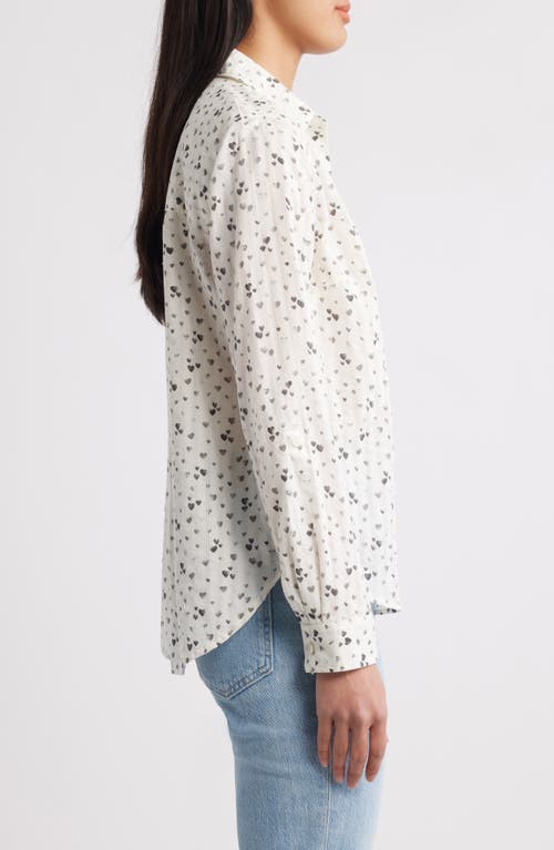 Beachlunchlounge Karolee Heart Print Cotton Button-up Shirt In Jack Of Hearts