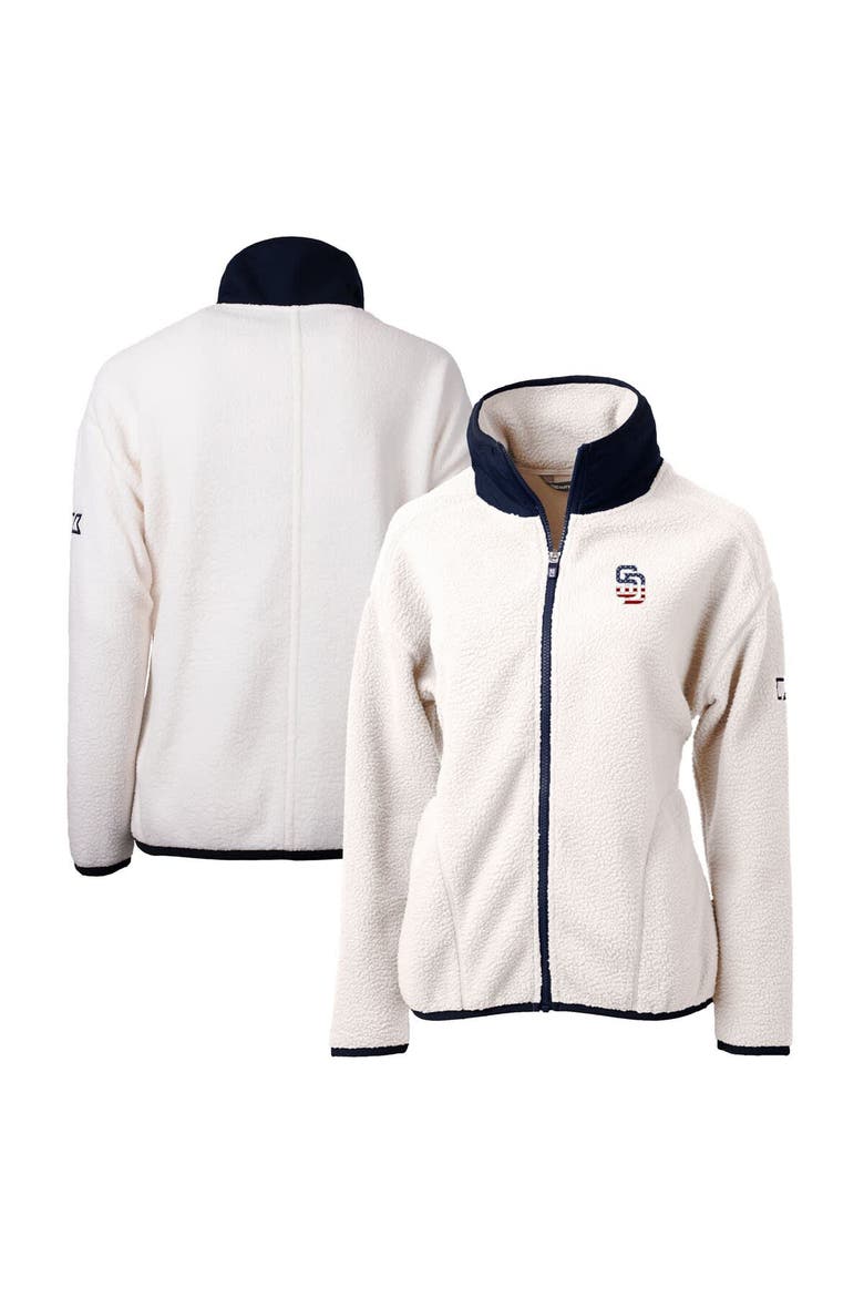 Women's Cutter & Buck White San Diego Padres Americana Logo Cascade Eco Sherpa Full-Zip Fleece Jacket, Alternate, color, White