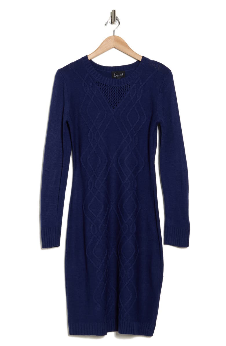 Connected Apparel Long Sleeve Sweater Dress, Alternate, color, Deep Cobalt