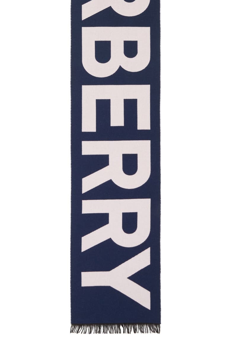 Logo Jacquard Wool Football Scarf, Alternate, color, NAVY