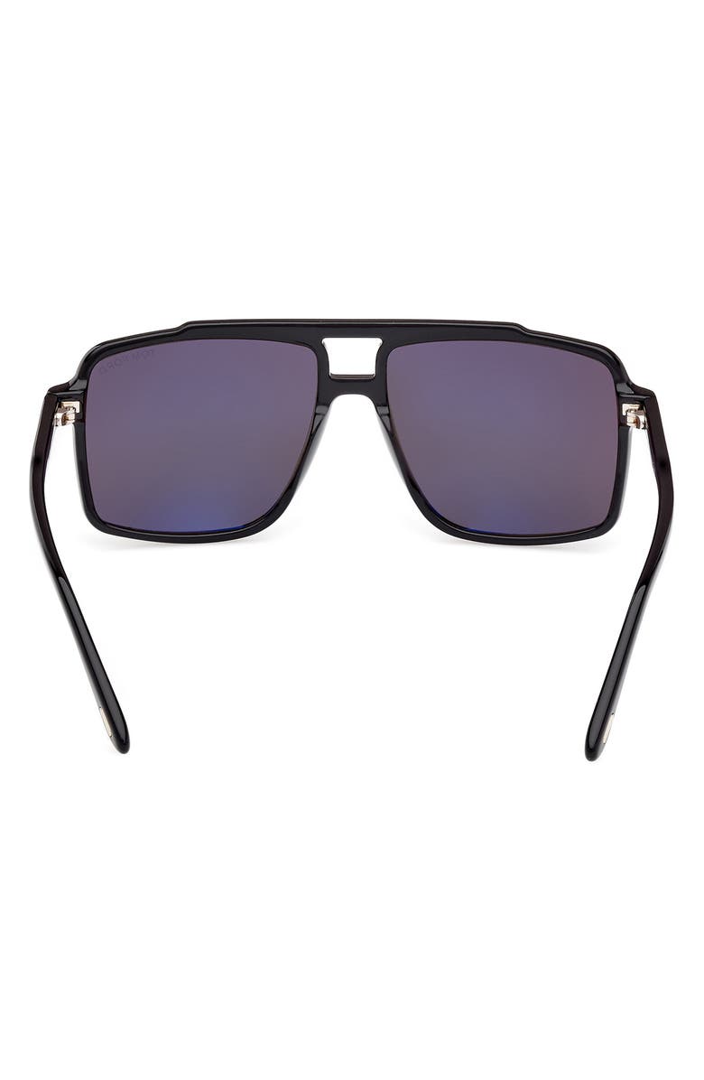 TOM FORD Kemp 59mm Navigator Sunglasses, Alternate, color, Shiny Black/ Eco/ Smoke Lenses