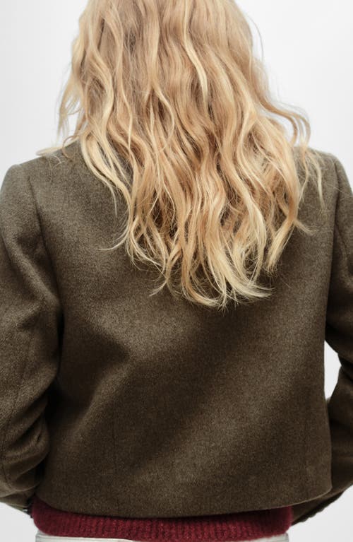 Mango Boxy Crop Jacket In Brown
