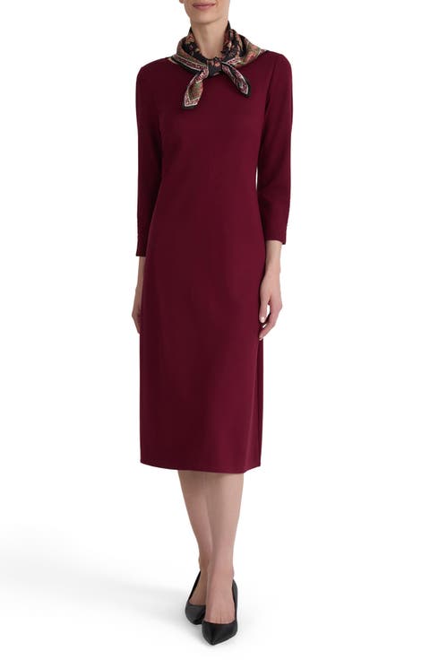 Scarf Detail Midi A-Line Dress