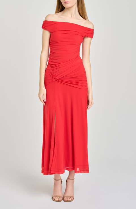 x Hannah Lovey Porter Margaux Off the Shoulder Ruched Dress (Nordstrom Exclusive)