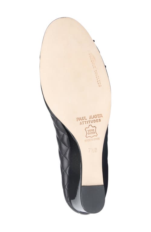 Paul Mayer Cap Toe Quilted Wedge Pump In Black