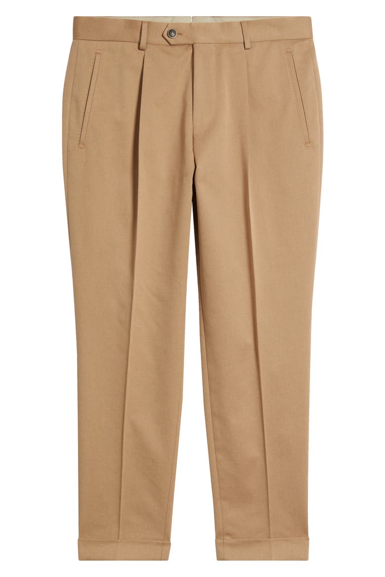 Peet Pleated Virgin Wool Dress Pants, Alternate, color, MEDIUM BROWN