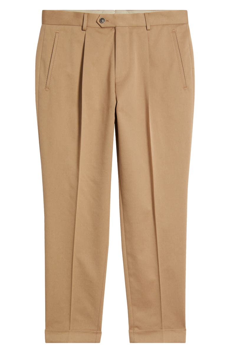 BOSS Peet Pleated Virgin Wool Dress Pants, Alternate, color, Medium Brown