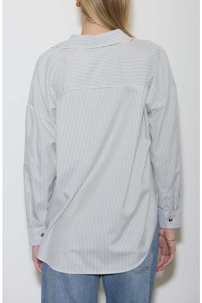 Oversize Stripe Button-Up Shirt, Alternate, color, IVORY