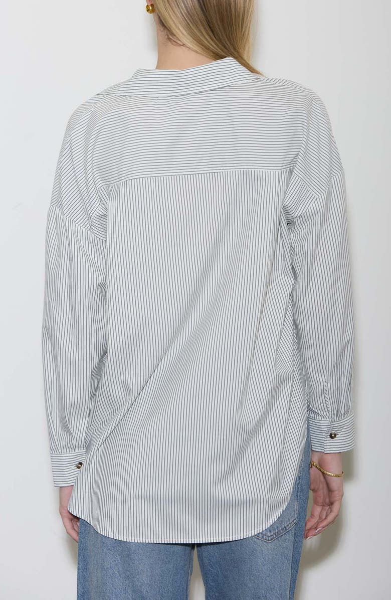 Blu Pepper Oversize Stripe Button-Up Shirt, Alternate, color, Ivory