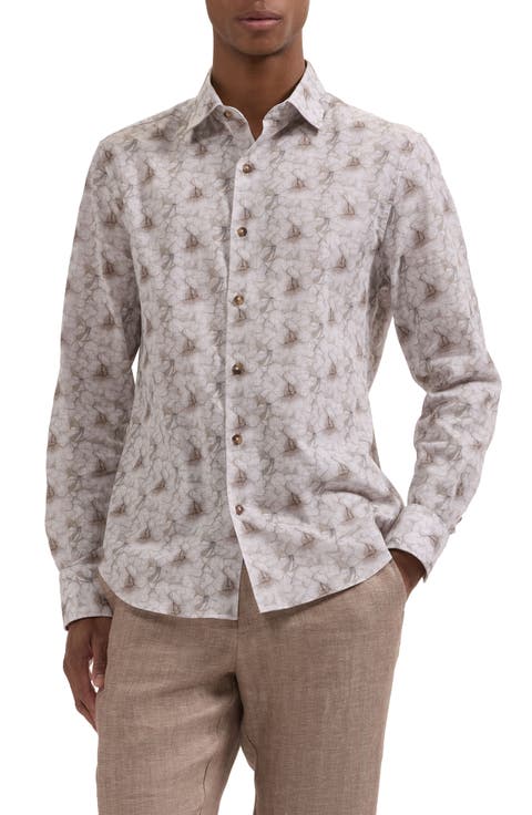 Julian Shaped Fit Floral Cotton Button-Up Shirt