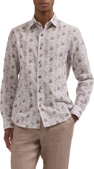 Bugatchi Julian Shaped Fit Floral Cotton Button-Up Shirt
