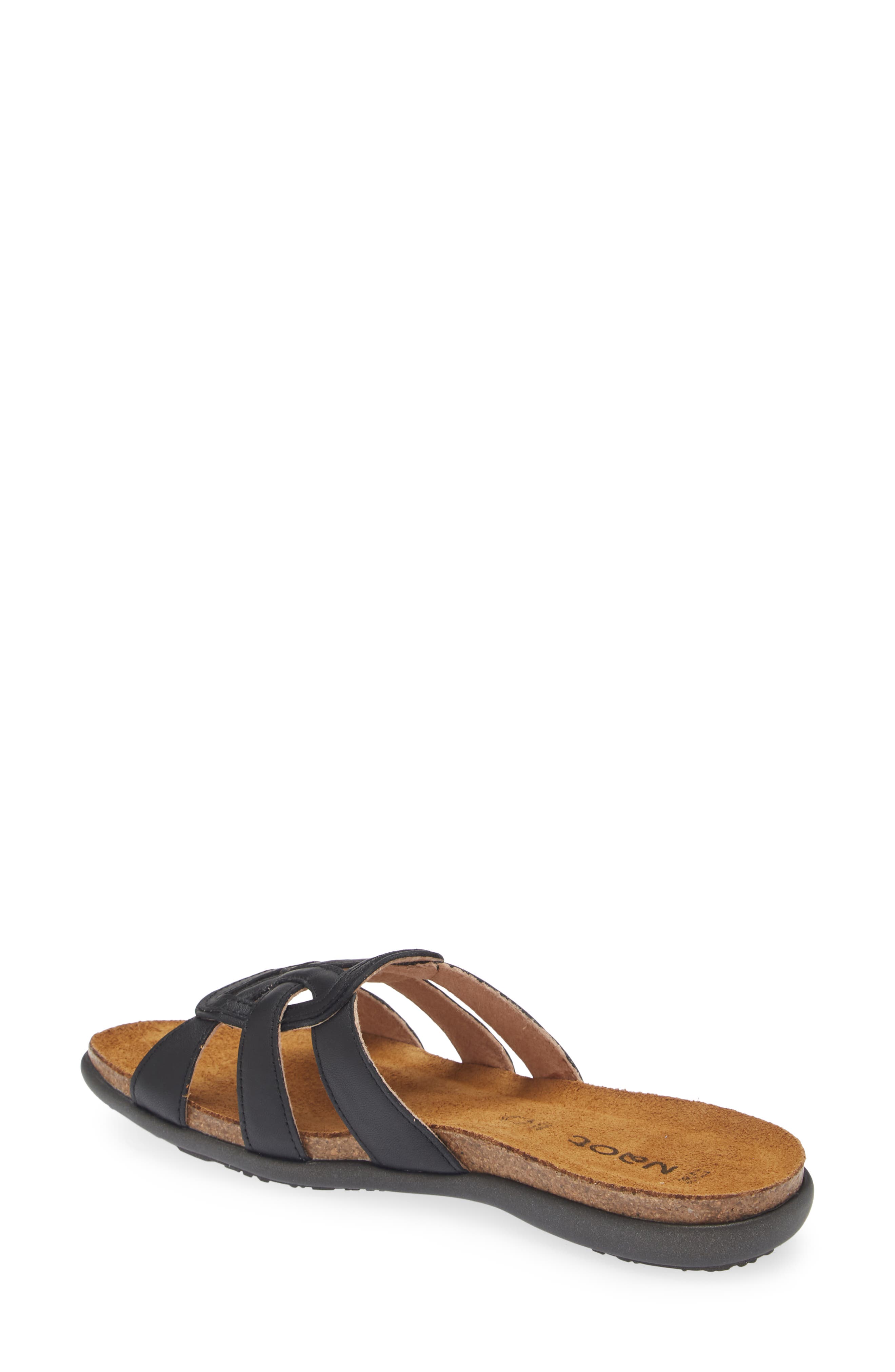 Naot Liv Slide Sandal, Alternate, color, Jet Black Leather