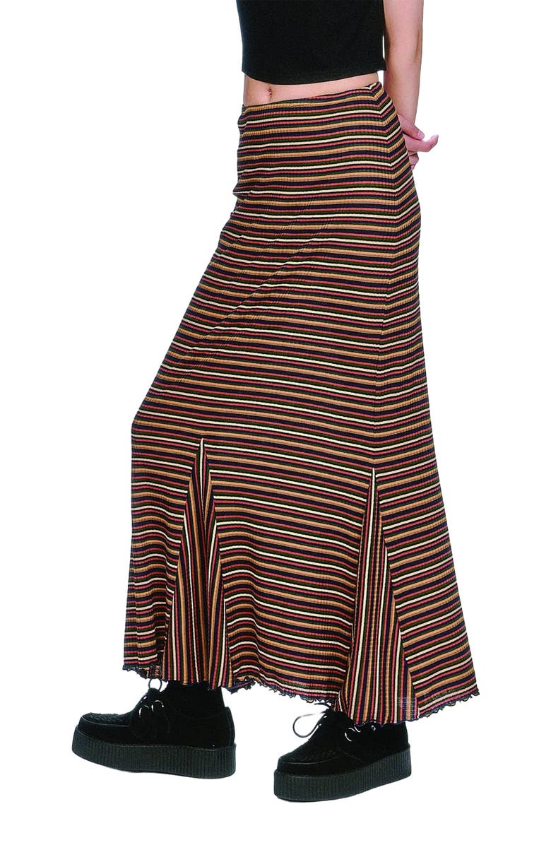 Anna Sui Venetian Stripe Trumpet Skirt, Alternate, color, Caramel Multi