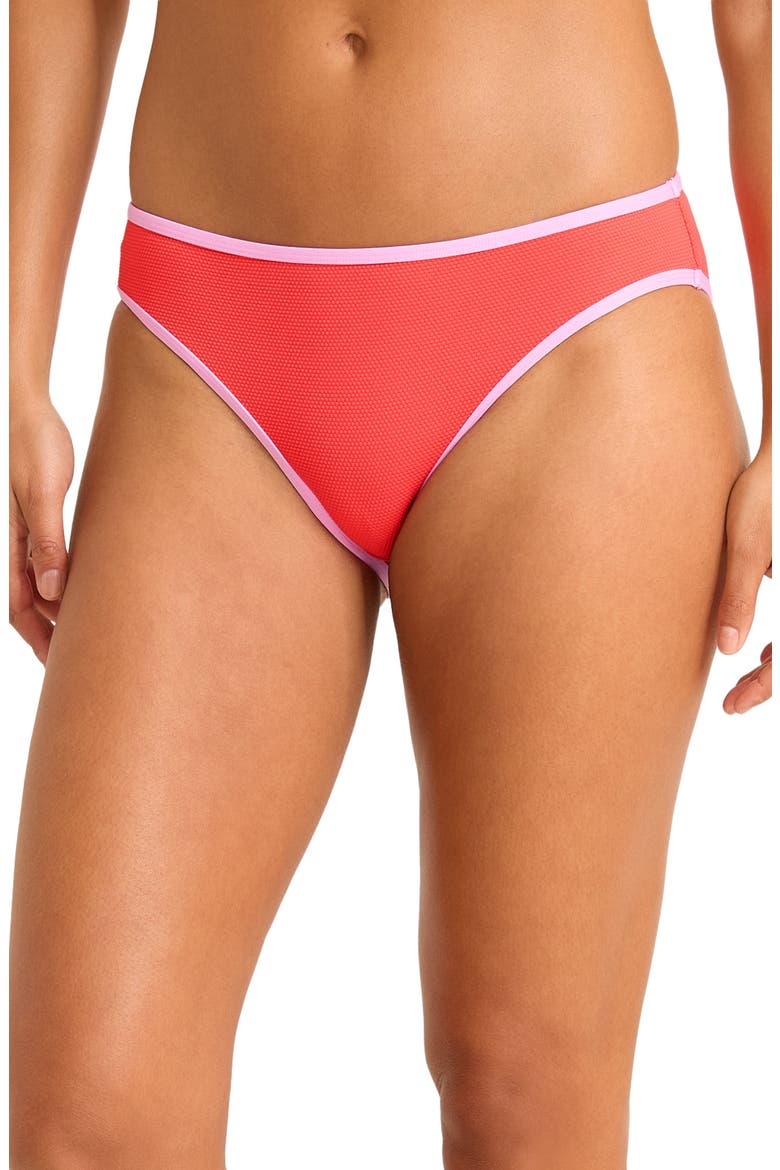 Island Cays Cabana Piqué Hipster UPF 50+ Bikini Bottoms, Main, color, CITRUS CORAL