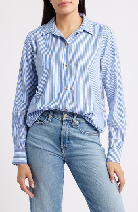 Bentley Stripe Long Sleeve Cotton Button-Up Shirt