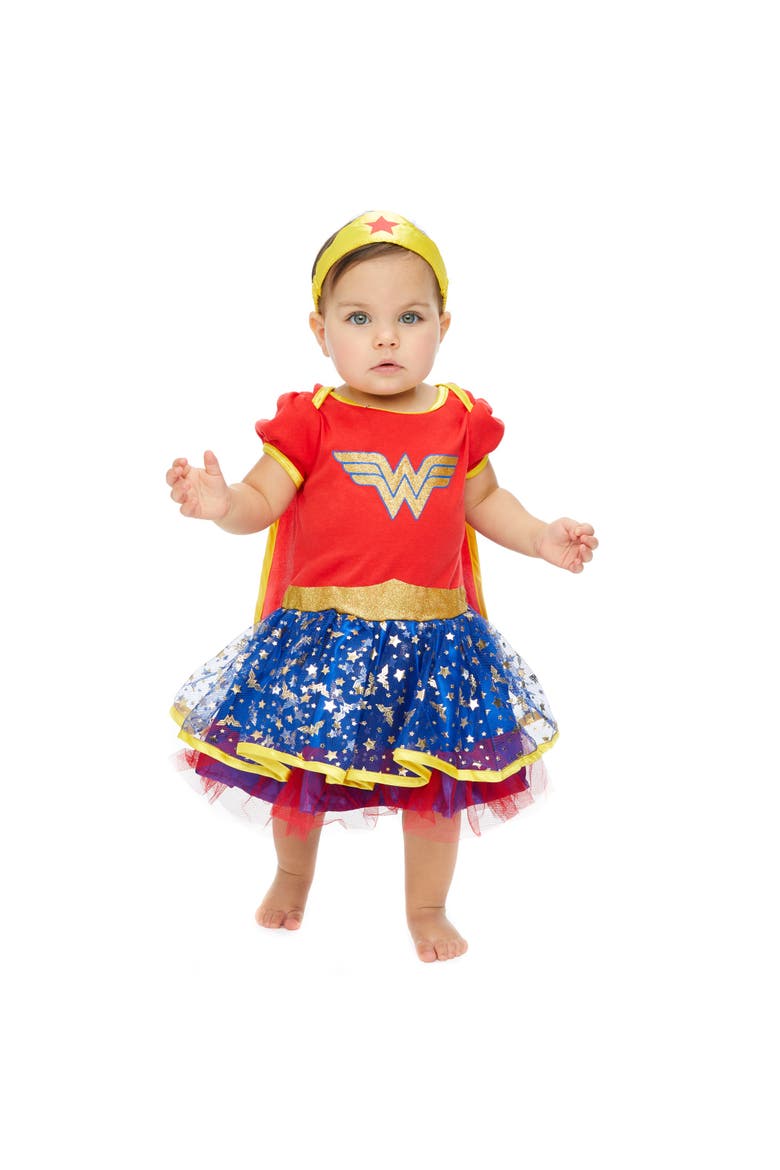 Justice League Wonder Woman Tutu Bodysuit and Cape Set, Alternate, color, Wonder Woman Red Blue