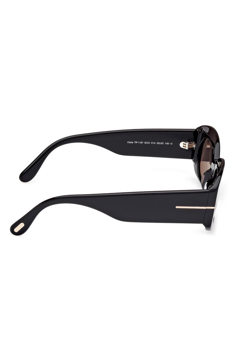 TOM FORD Cielle 52mm Oval Sunglasses, Alternate, color, Black/ Eco / Smoke Lenses