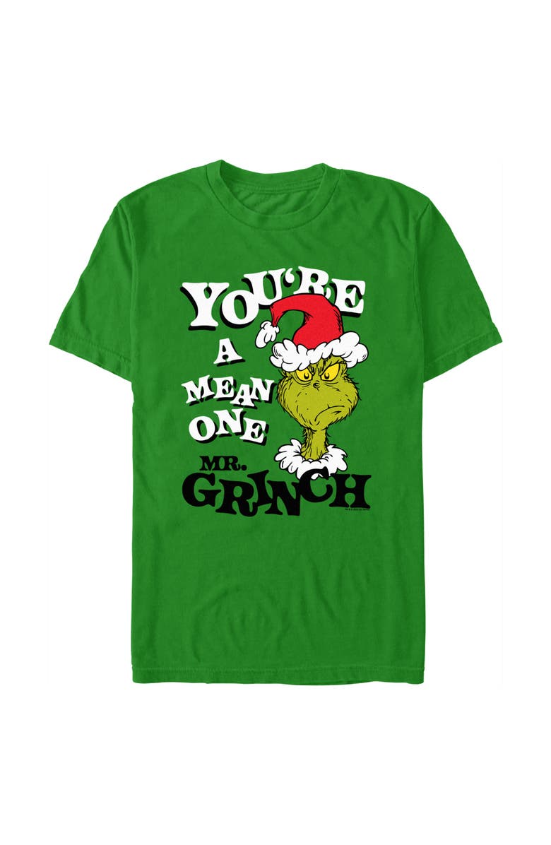 The Grinch Men's The Grinch Christmas Grinch You're a Mean One Portrait Graphic T-Shirt, Main, color, Kelly Green