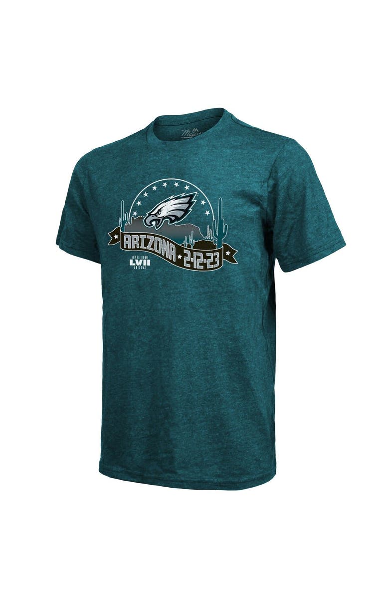 Majestic Threads Men's Majestic Threads Midnight Green Philadelphia Eagles Super Bowl LVII Tri-Blend Desert T-Shirt, Alternate, color,