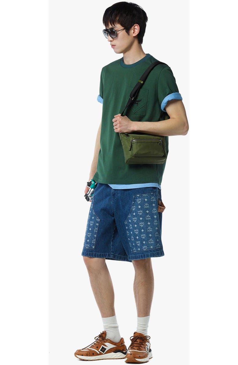 MCM Aren Crossbody in Nylon and Leather, Alternate, color, Khaki Moss