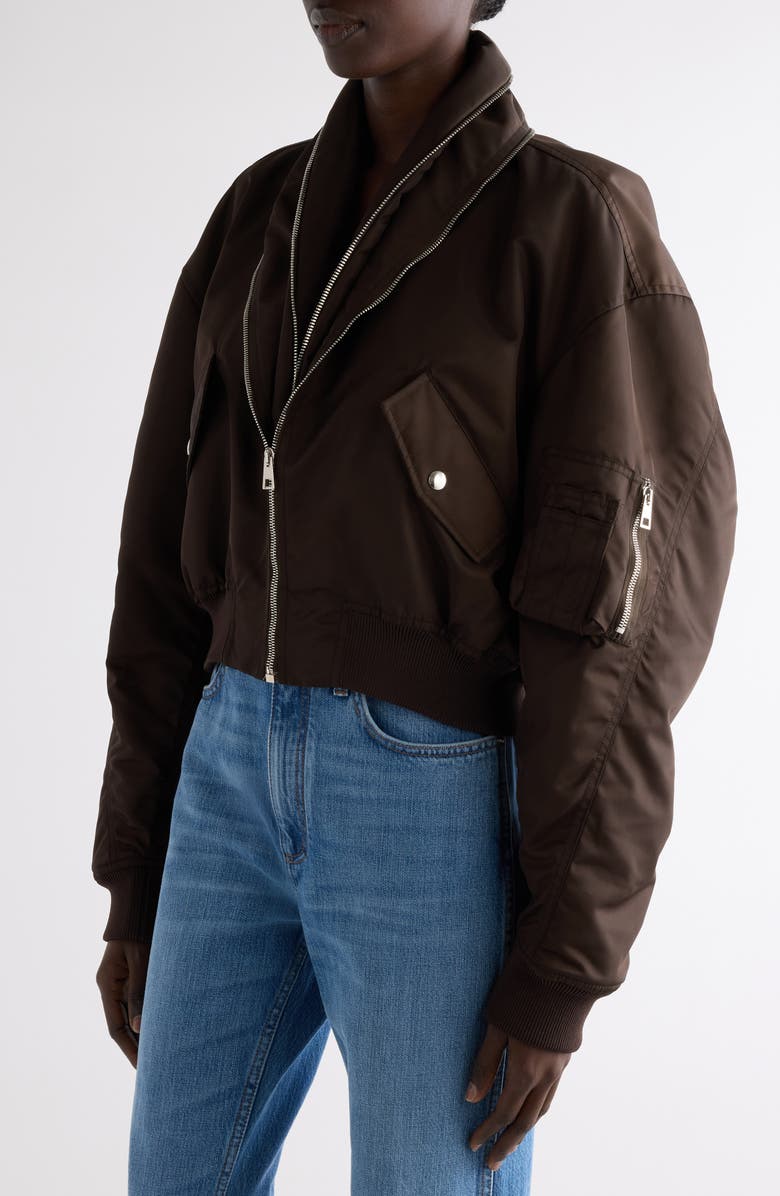 Givenchy Zip Shawl Collar Bomber Jacket, Alternate, color, Brown