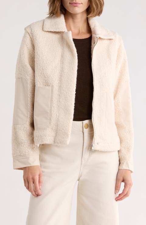 Faux Shearling Zip Front Jacket