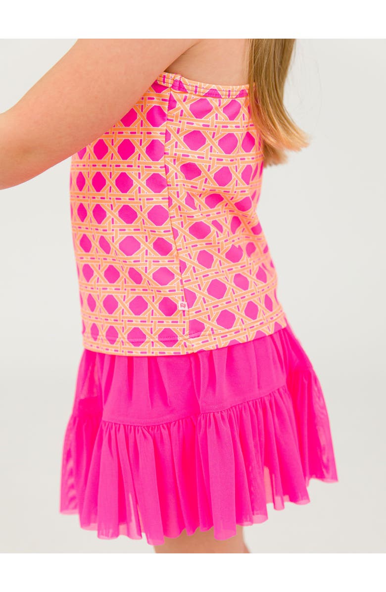 RuffleButts Girls UPF50+ Active Tank Top, Alternate, color, Neon Sherbet Cane