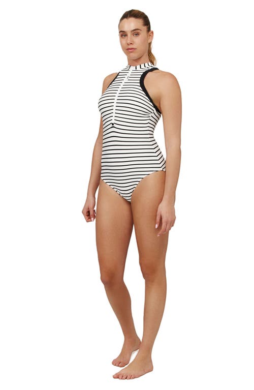 Free Sport By Gottex Coco Textured High Neck Front Zip One Piece In White