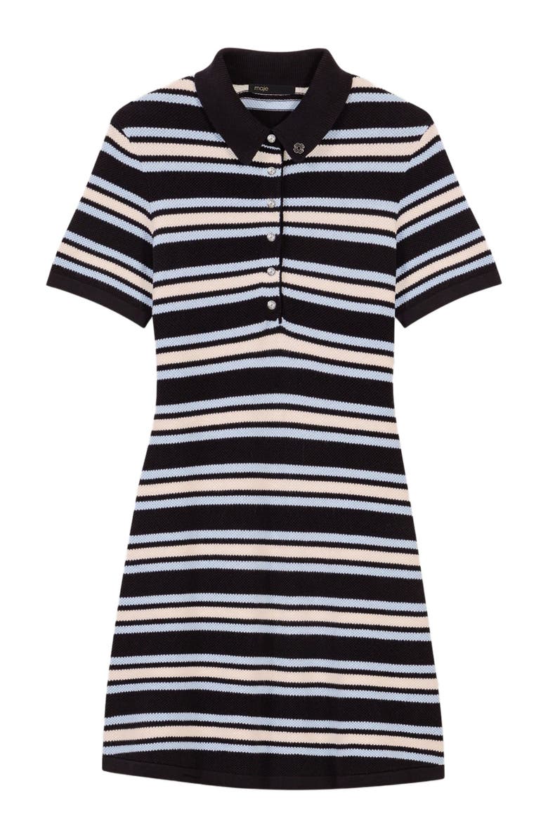maje Striped knit polo dress, Alternate, color, 
