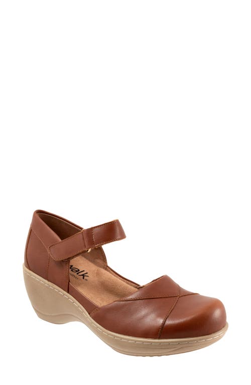 Softwalk ® Miri Ankle Strap Platform Wedge Clog In Brown