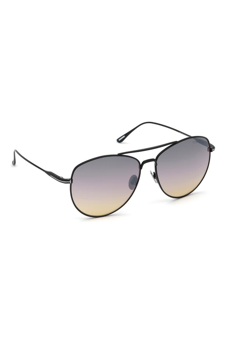 Milla 59mm Gradient Aviator Sunglasses, Alternate, color, BLACK SMOKE